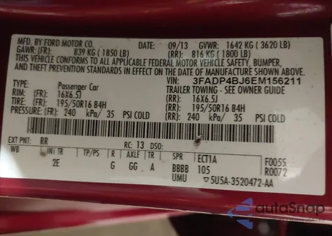 2014 Ford Fiesta Se из США, поврежденный, VIN 3FADP4BJ6EM156211